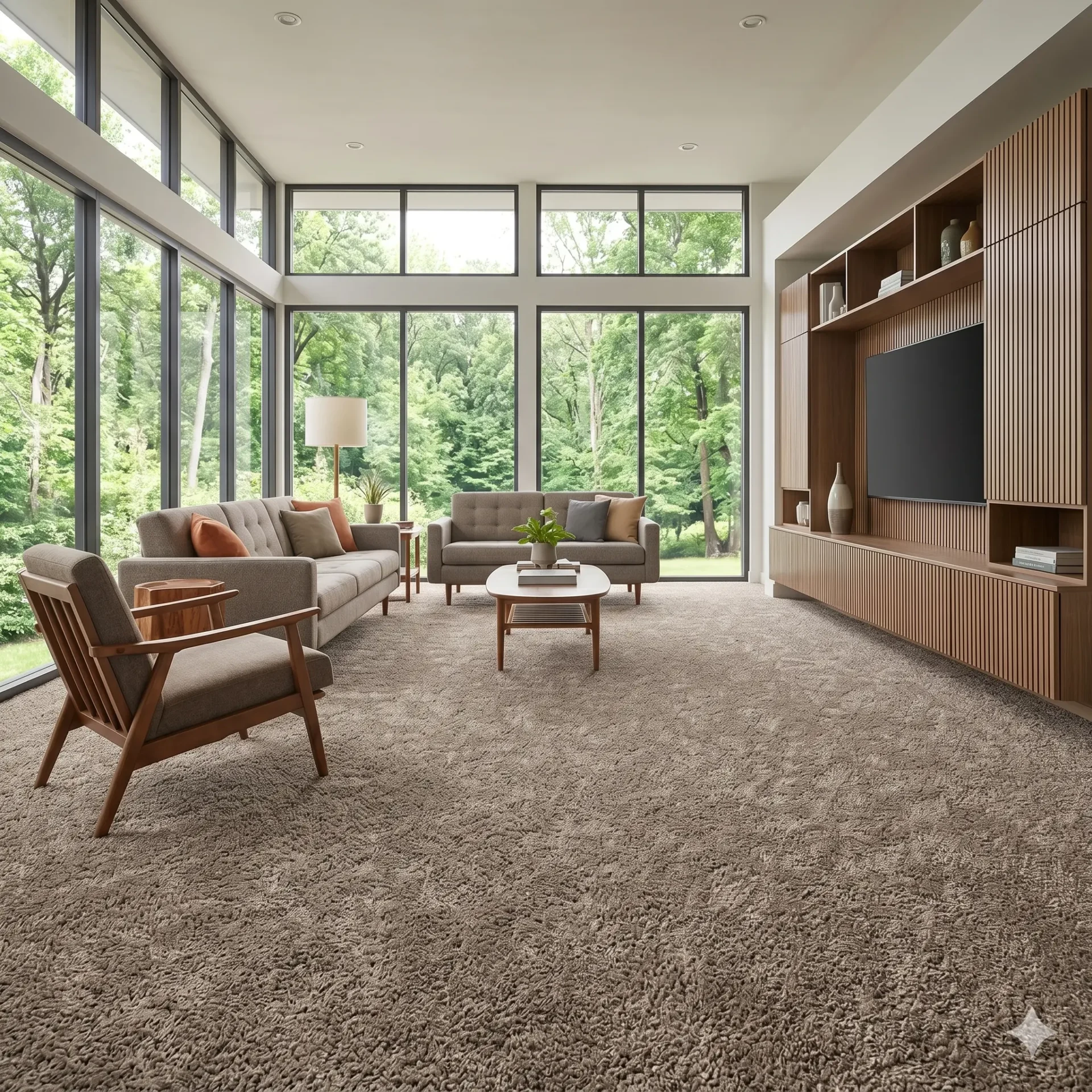 Modern Living Room with Floor-to-Ceiling Windows